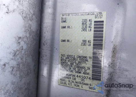 2017 Nissan Maxima 3.5 Sv z USA, uszkodzony, nr VIN 1N4AA6AP5HC445074